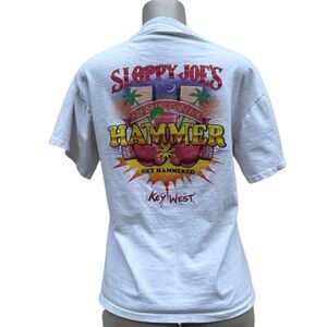 Oneita Power-T Sloppy Joe’s HAMMER Key West T-shirt Unisex Medium White Graphic